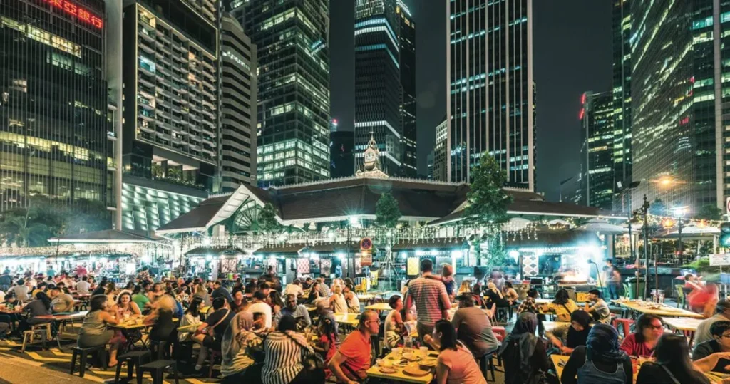 Singapore Nightlife: A Complete Guide to After-Dark Adventures in the Lion City - An Image of Lau Pa Sat Food court Singapore