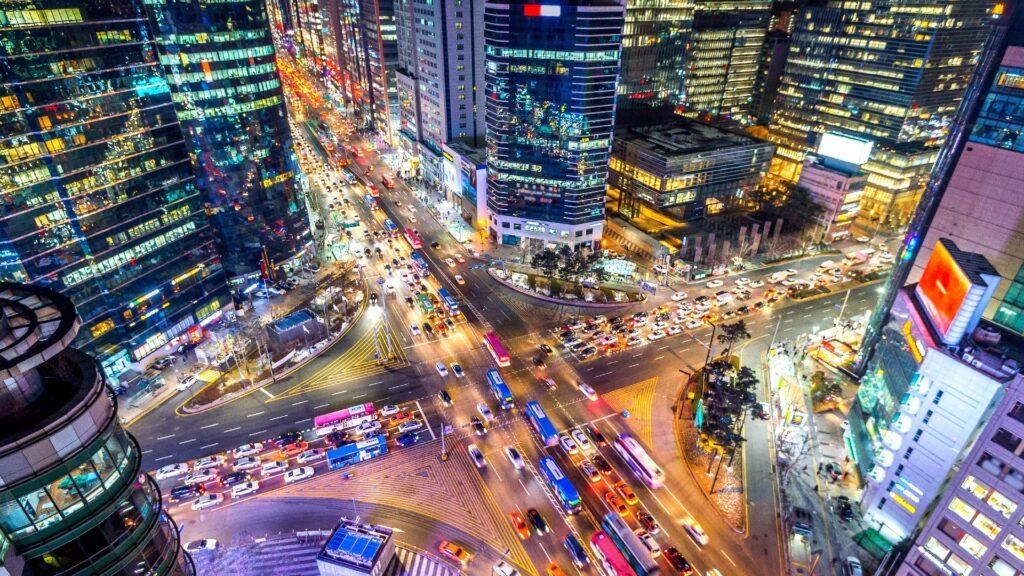 Where to Stay in Seoul: Complete Neighborhood Guide (2025) - A picture of Gangnam Area road at night